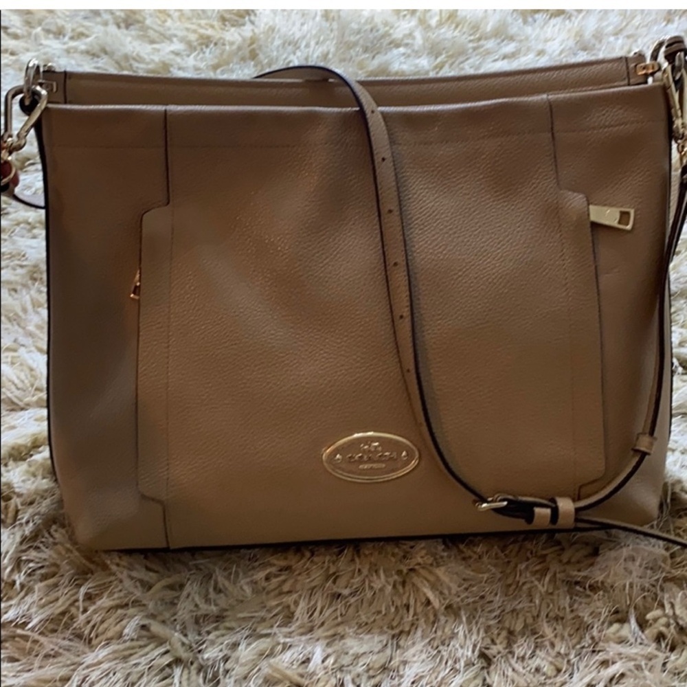 Coach Tan Crossbody Bag with Structured Design